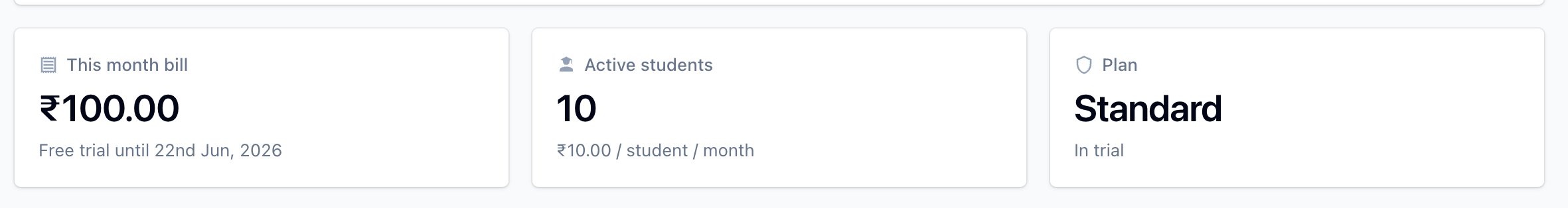 Current month billing widget
