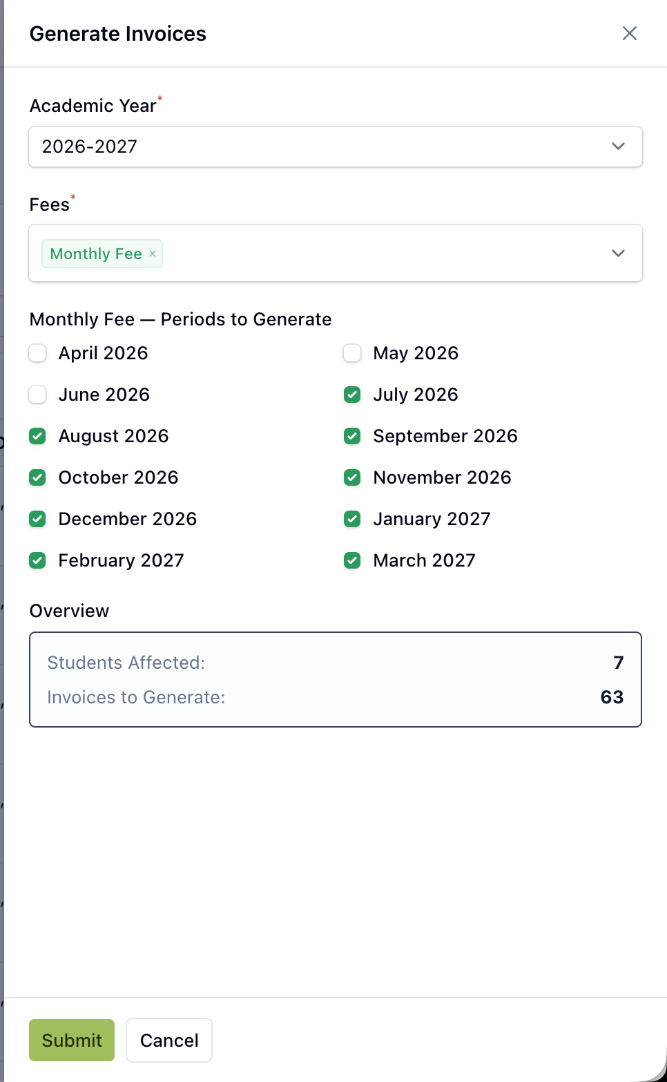 Generate invoices