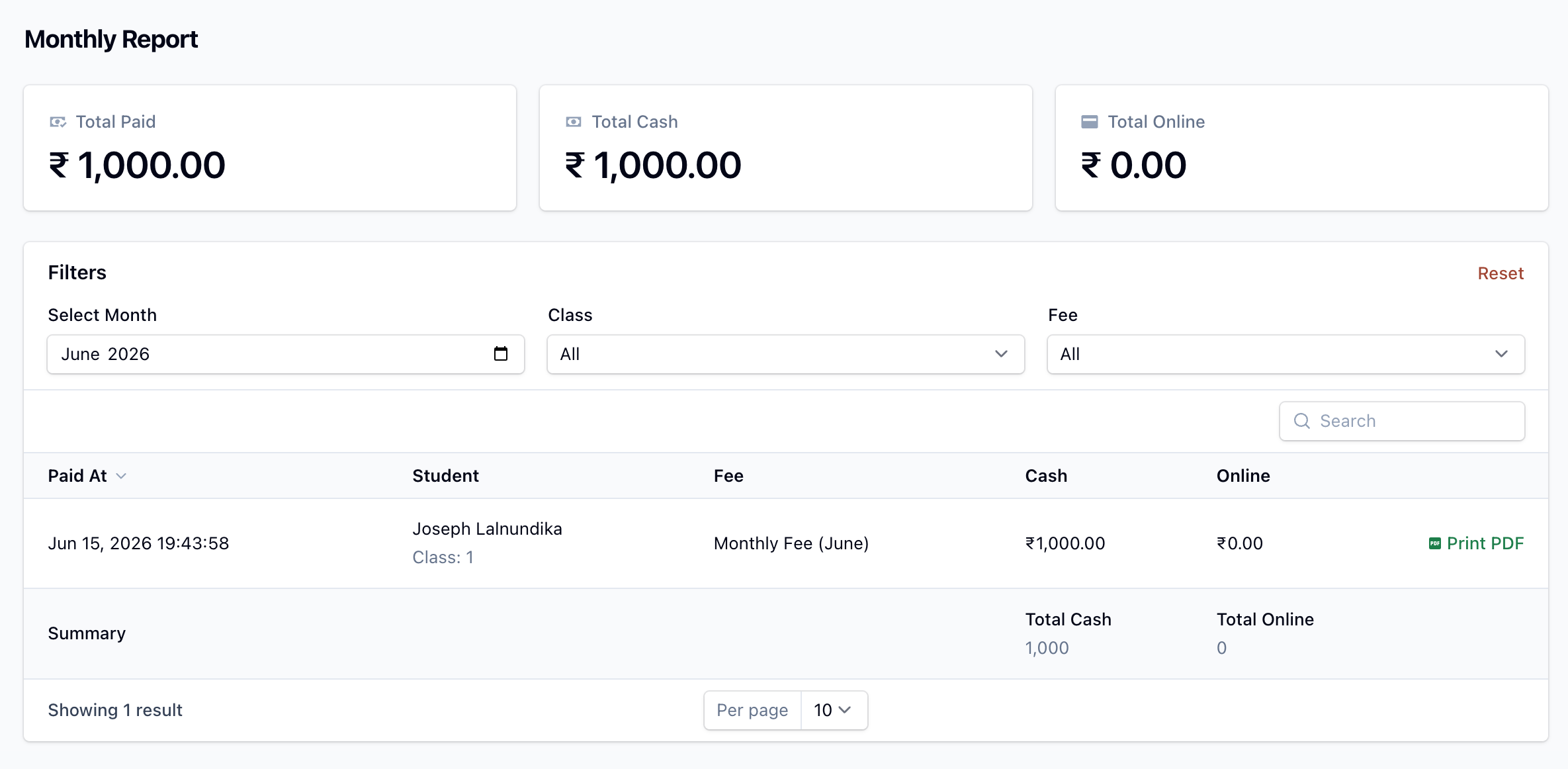 Monthly report