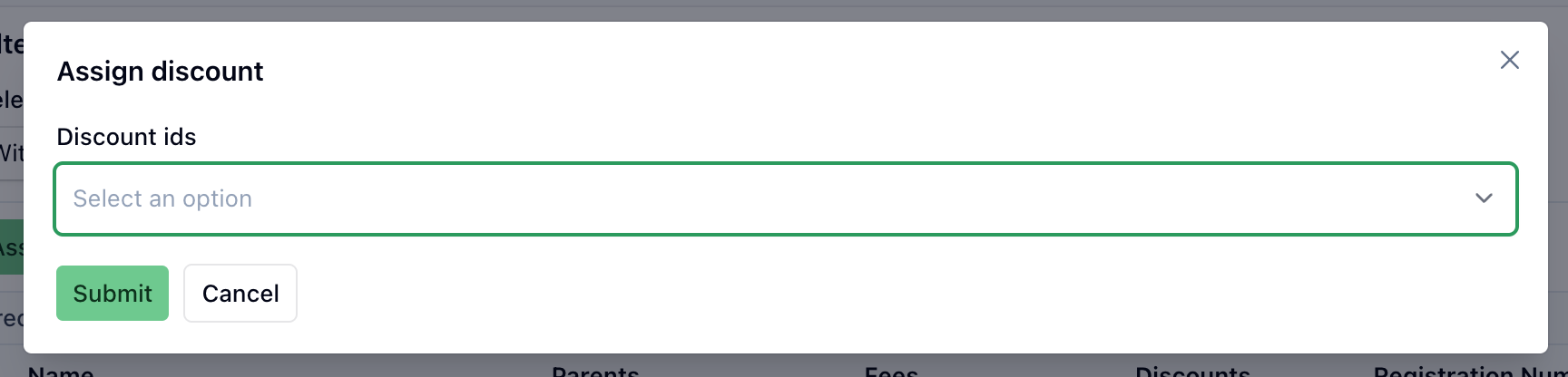 Assign discount