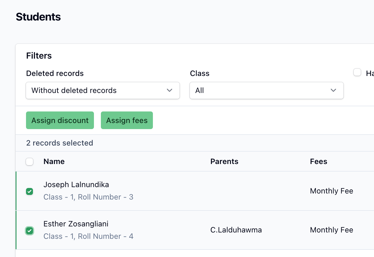 Bulk actions